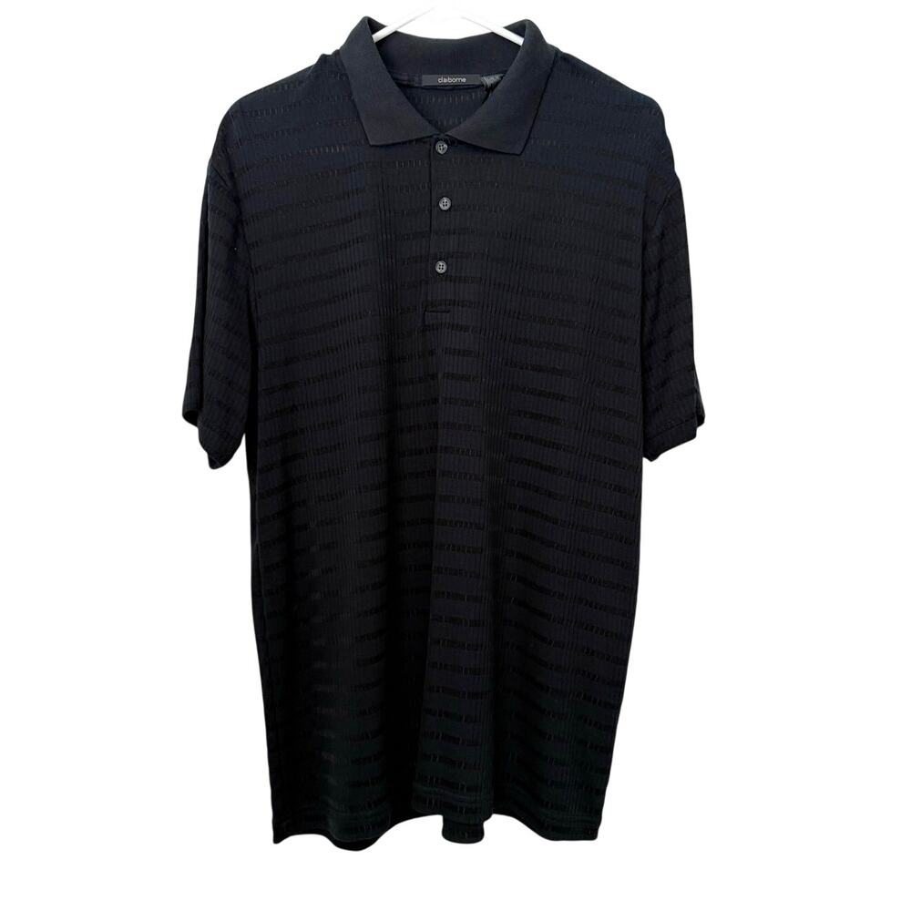 NWT Claiborne Men’s Black Striped Polo Shirt – Size M